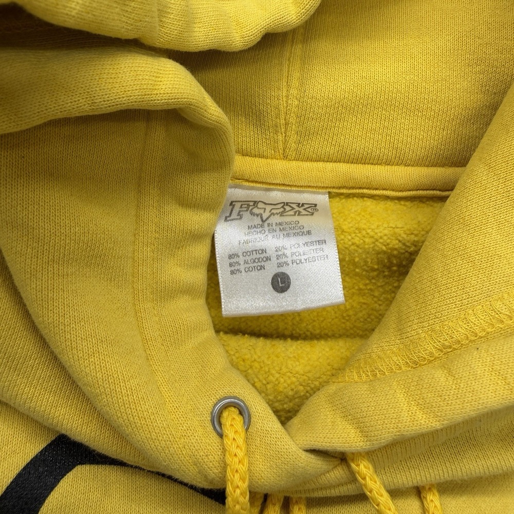 Fox Racing Hoodie Large Men's Y2K Yellow/Black Faded Biker Skater - Picture 2 of 6
